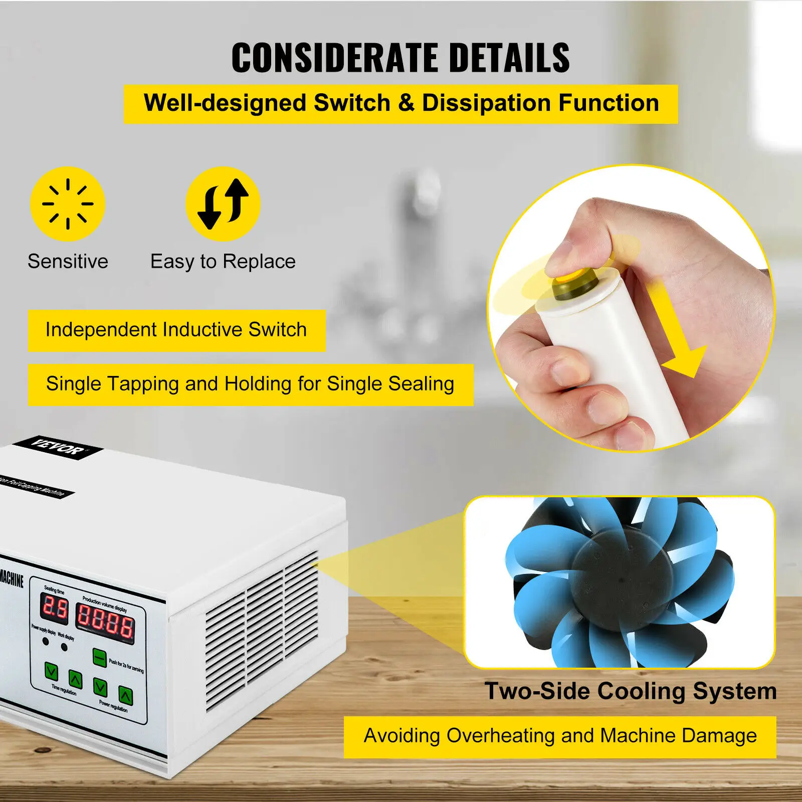 VEVOR Tổ Chức Cảm Ứng Máy Hàn Miệng Túi 20-100Mm Viền Máy Hàn Với Máy Vi Tính Bảng Điều Khiển Thông Minh GLF-500A Mô Hình Cho Chem thực Phẩm