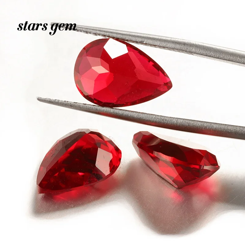 شكل الكمثرى 5x7mm-13x18mm مختبر نمت روبي الأحجار الكريمة لإعداد المجوهرات