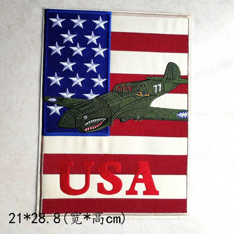 World War II Flying Tigers Space Shuttle Embroidery Cloth Sticker Large Badge Clothes Vest Leather Patch   D225