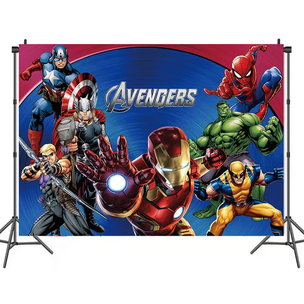 150x100CM The Avengers Alliance Superhero Theme Birthday Photography Background Cloth Tapestry Hero Birthday Party Decoration