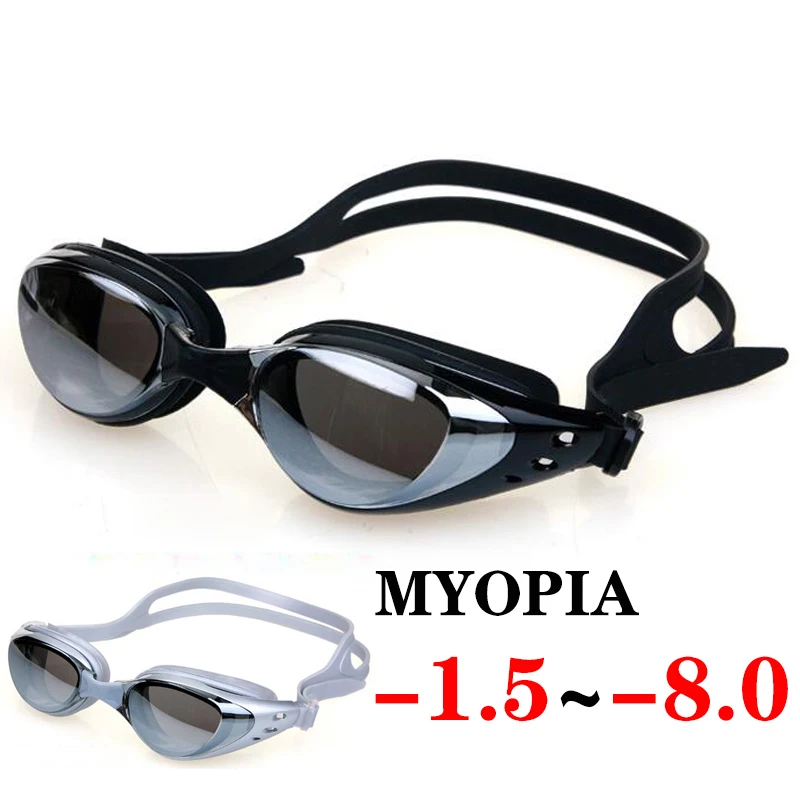 Lunettes de natation anti-buée pour hommes et femmes, lunettes de myopie plaquées, lunettes de bouclier UV étanches professionnelles, lunettes de