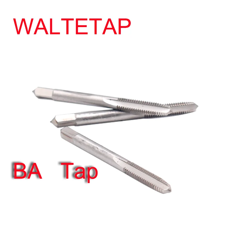 WALTETAP HSSE BA Tap มาตรฐานตรง Groove Thread Taps สกรู Hand Tap 1BA 2BA 3BA 4BA 5BA 6BA