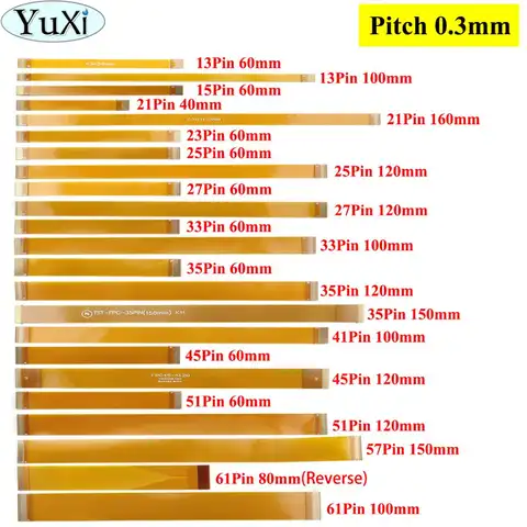 1pc 0.3mm Pitch 13 21 23 25 27 21 33 39 45 51 Pin FFC FPC Flexible Flat Cable Gold Plated Ribbon Cable