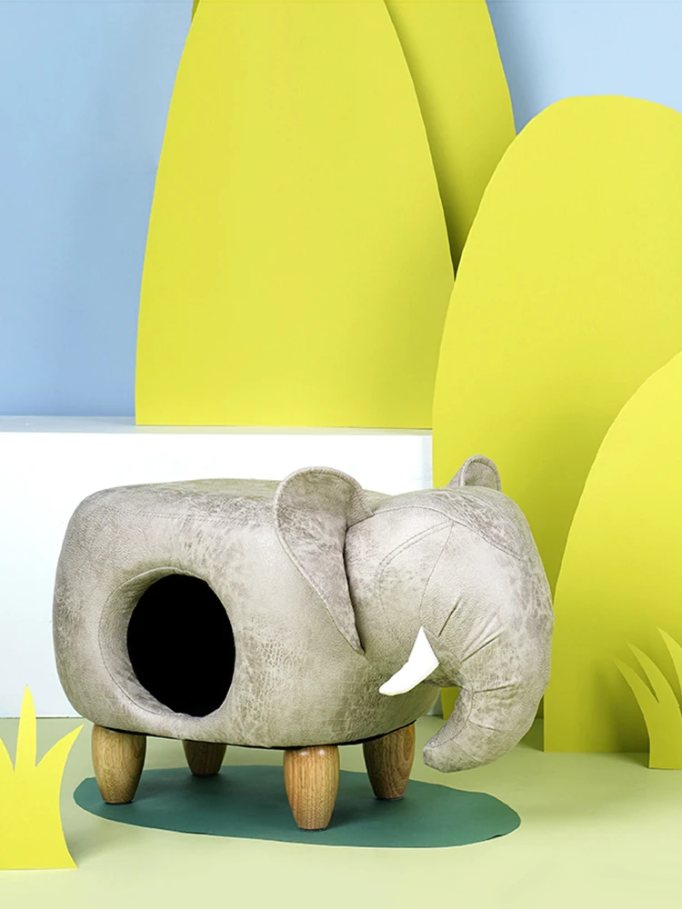 Animal Shape Shoes Changing Stool Household Door Stool Child Cartoon Hippo Pet Seat Stool