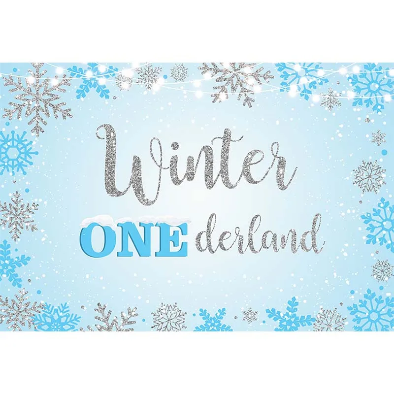 Inverno floco de neve onderland pano de fundo menino 1st feliz aniversário festa azul banner fotografia fundo photo studio photozone prop
