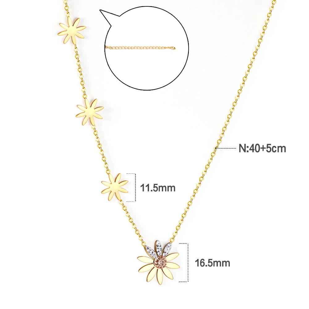 LUXUKISSKIDS Fairy Ladies Floral Pendant Necklaces Daisy Cute Charms collares para mujer Vintage Boho Jewelry Flower Chokers New image 5