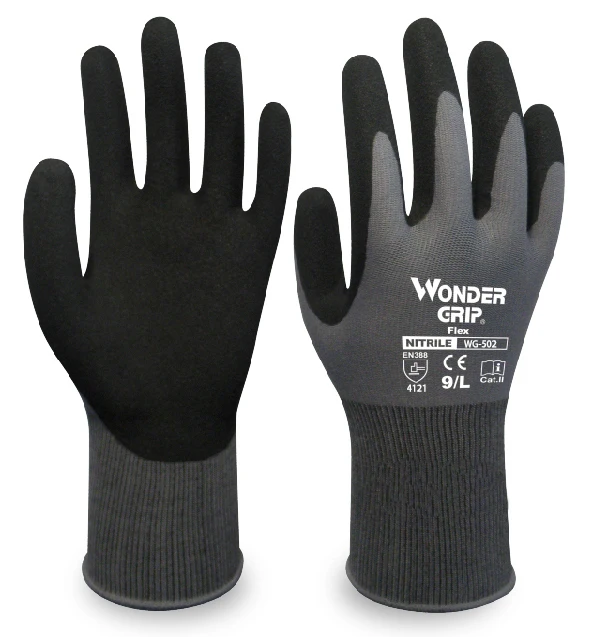 Work Glove Gray Spandex Foam Nitrile Landscaping Glove 12 Pair Maxi High Flex Anti Grip Abrasion Resistant Garden Safety