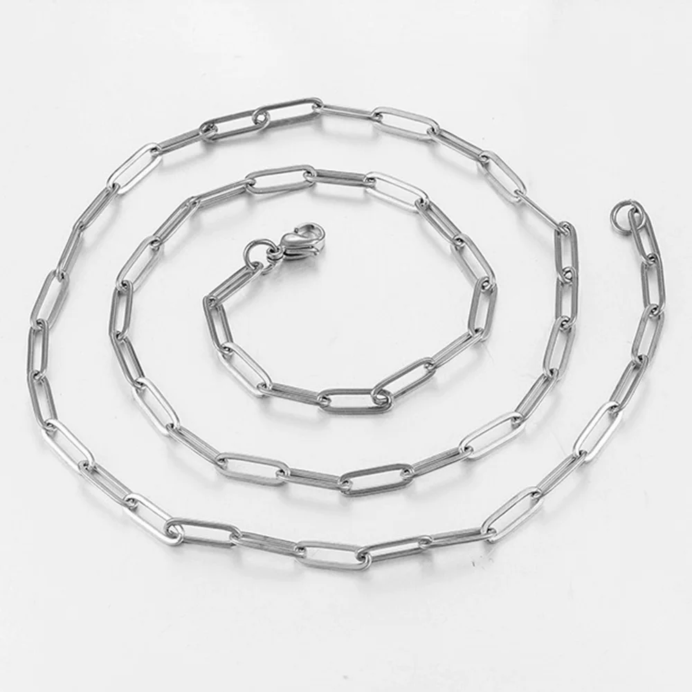 1 Stück, 4 mm breit, Hip-Hop-Edelstahl-Flachkabelkette für Männer und Frauen – Detail 4