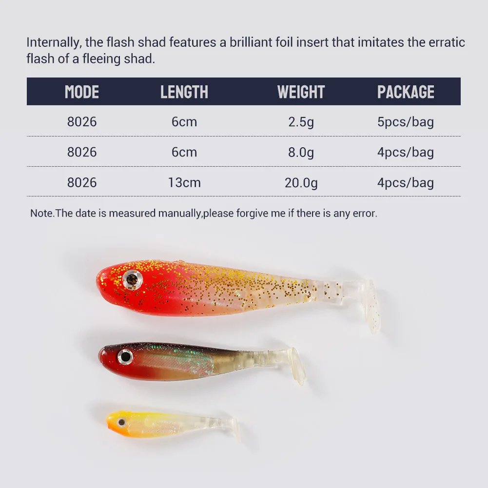 Noeby Soft Silicone Shad Lure 6cm2.5g 9cm8g 13cm23g Artificial Soft Bait Frog Tail Smelling Laser for Bass Pike Fishing Lure