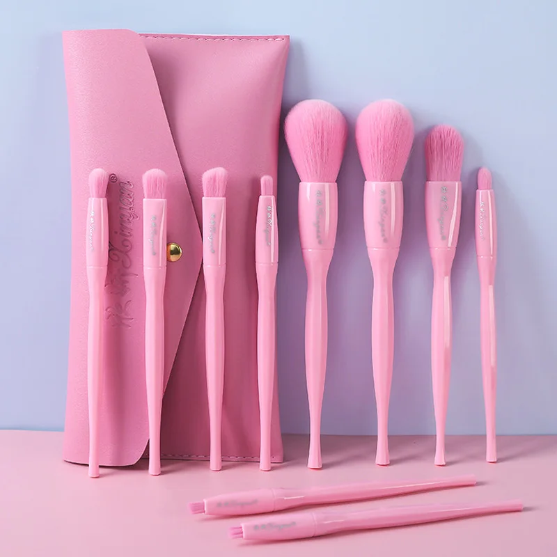 10pcs Candy Color Makeup Brushes Set With Bag New Solid Powder Foundation Eyebrow Eyeshadow Blush Beauty Make Up Tools Kit