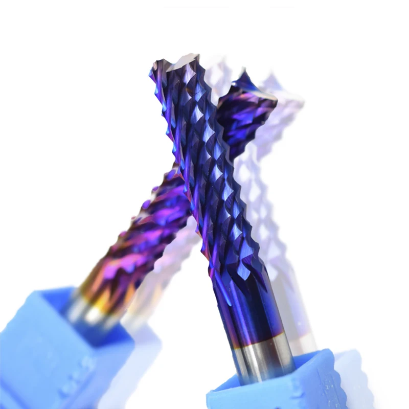 UCHEER 3.175-10mm SHK Solid Carbide Corn End Mill Milling Cutter Router Bit Nano Blue Engraving Router Tools CNC Endmill