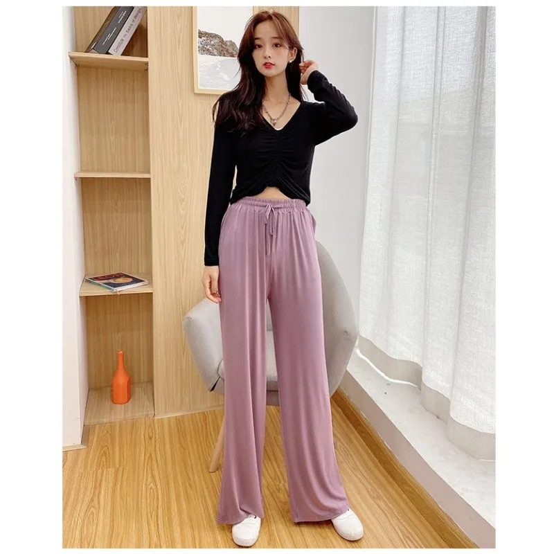 17 colors Summer Autumn Wide Leg Pants for women Casual Elastic fashion loose long pants All matching Trousers Femme