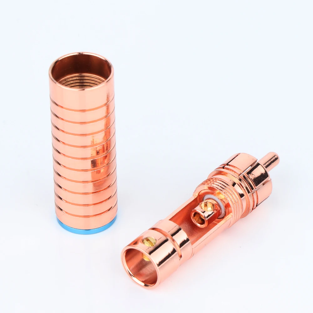 Latão com conector RCA banhado a cobre Solda de áudio Plugue RCA de 8 mm Cabo de áudio fono Plugue macho RCA