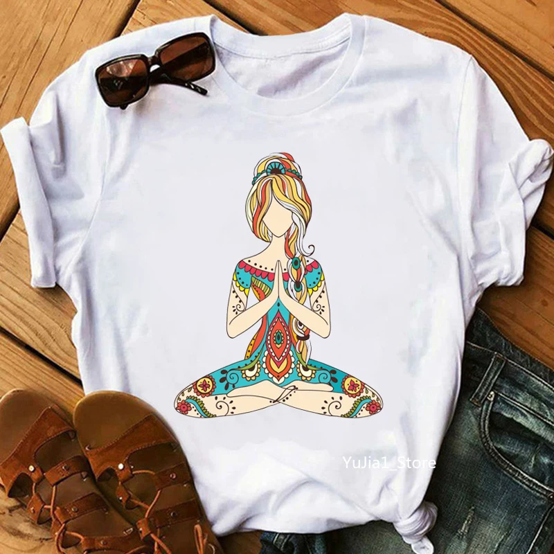 Summer Tops Tee shirt Streetwear Harajuku Style Funny Woman T Shirt Kawaii Yo Ga Buddha Mandala Print Female Tshirt streetwear