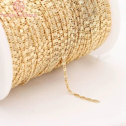 (5092)1Meter Chain Width 2MM 24K Gold Color Brass Chains for Necklace BraceletHigh Quality Diy Jewelry Findings Accessories