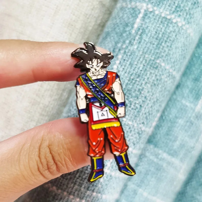 Goku Master Brooch Freemasons Apron Masonic Badge Japanese Anime Backpack Pins Cartoon Masons Lapel Pin Souvenir Metal Craft