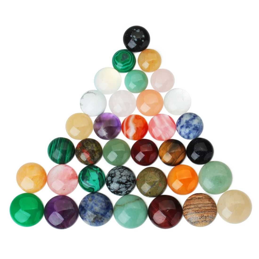 10PCS Natural Stone Cabochons  6/8/10/12mm Mixed Color Cabochon Round Flat Back Spacers For DIY Ring  Jewelry Making Supplies