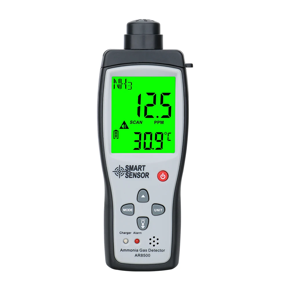Amônia Detector de Gás com Sensor Inteligente Gás Analyzer Medidor Tester Monitor de Qualidade do ar Handheld 0100ppm Sound Light Alarm Nh3 Ar8500
