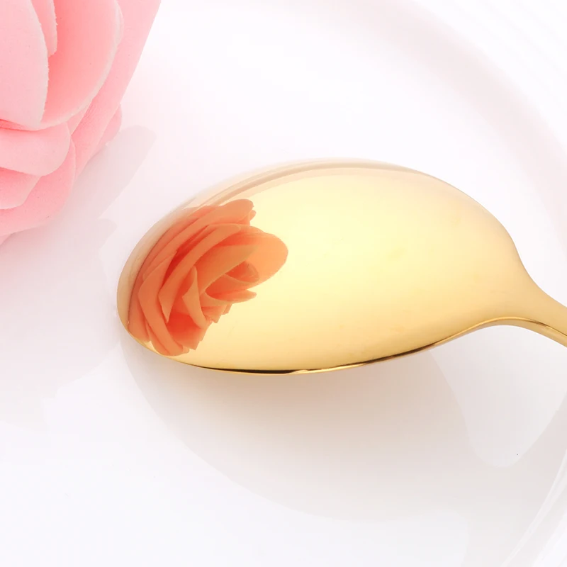 8 Color Stainless Steel Spoons With Long Handle Spoons Rose Gold Soup Spoon for Ice Cream Dinner Spoons Rice/Salad Tableware