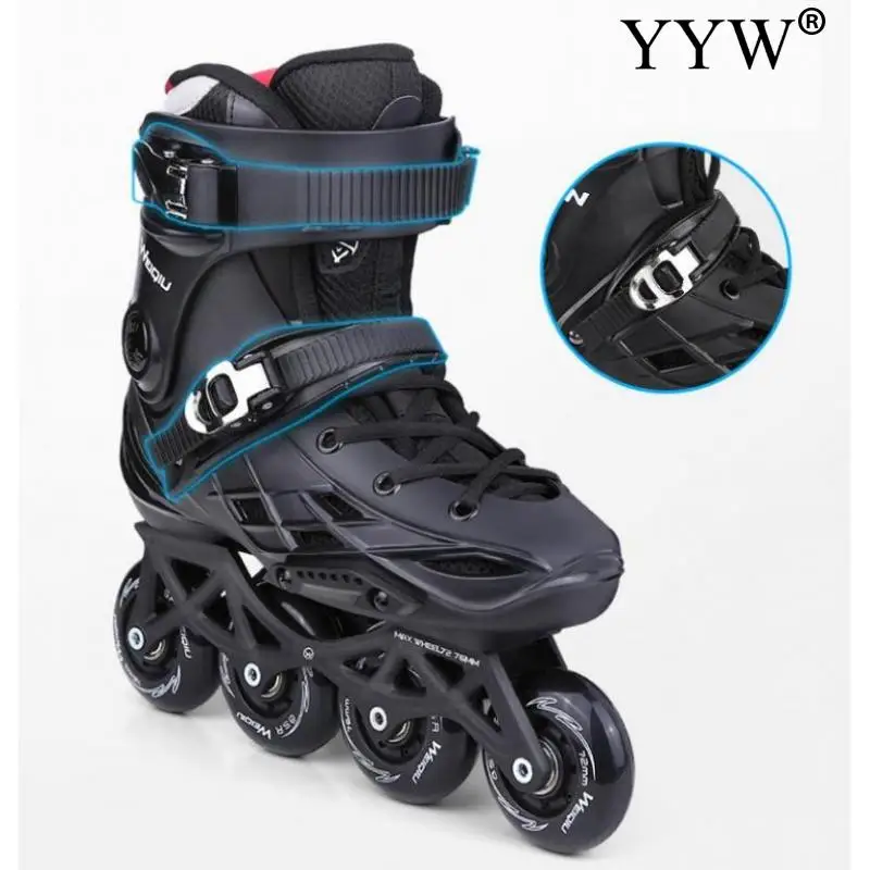 85A Women Girls Inline Skate Shoes Professional Freestyle Skating Boots Outdoor 72mm 4 Wheel Roller Skates Patins White Black