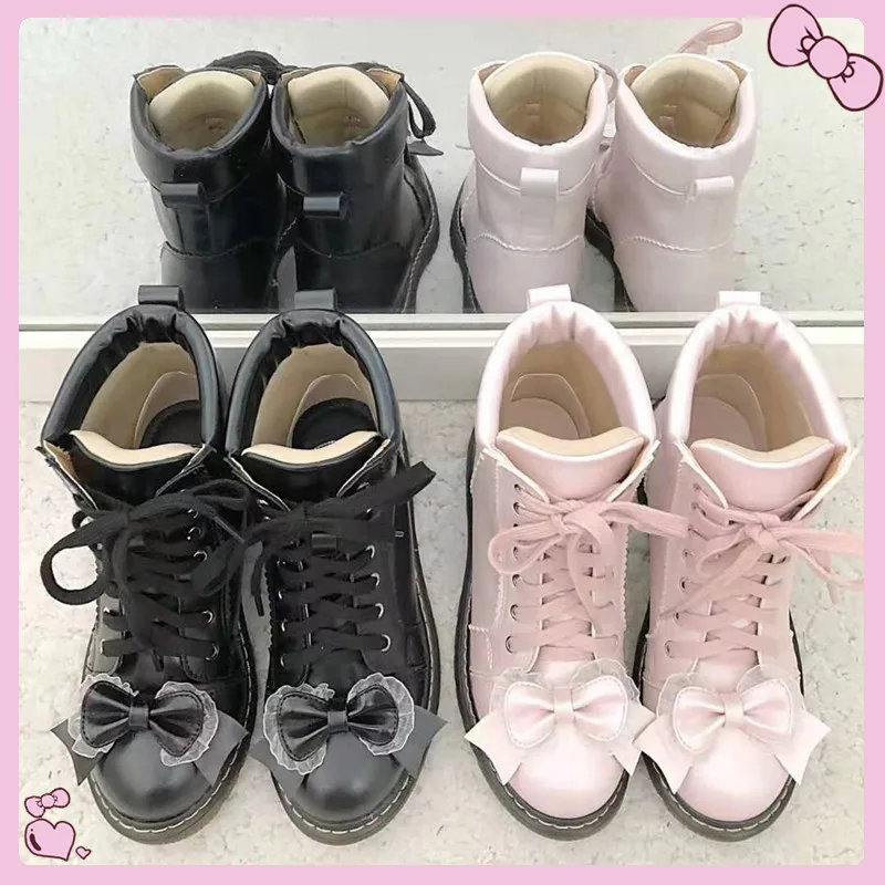 Japonês lolita martin botas plana Heel1-3cm estilo universitário retro macio menina botas de neve estudante feminino sapatos femininos kawaii menina loli