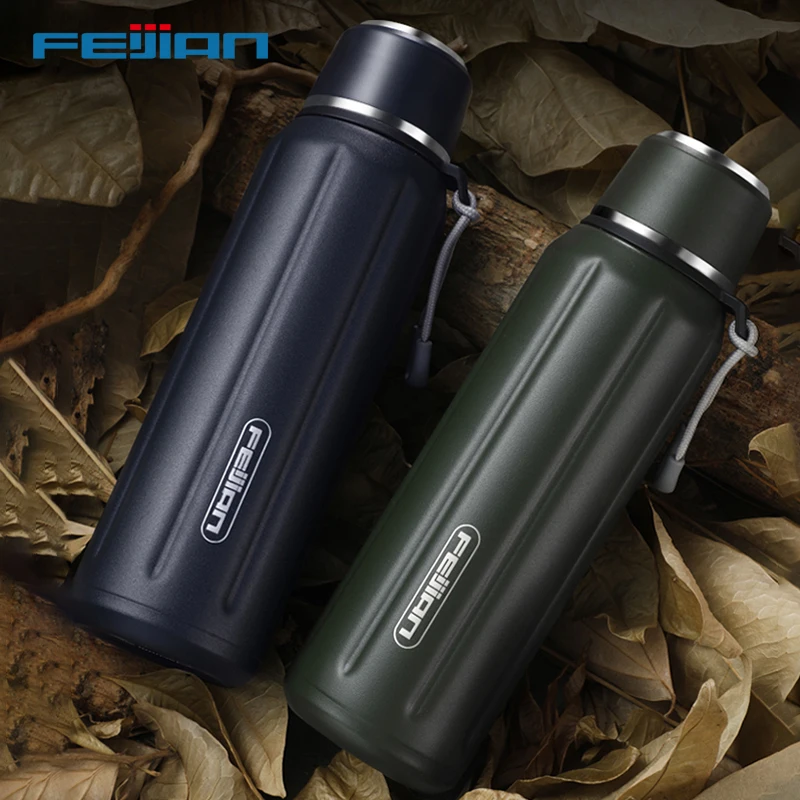 FEIJIAN 600ml Double Wall Insulated Water Bottle, Outdoor Travel Sports Bottles, Stainless Steel,  Thermos For Tea, Travel Cup