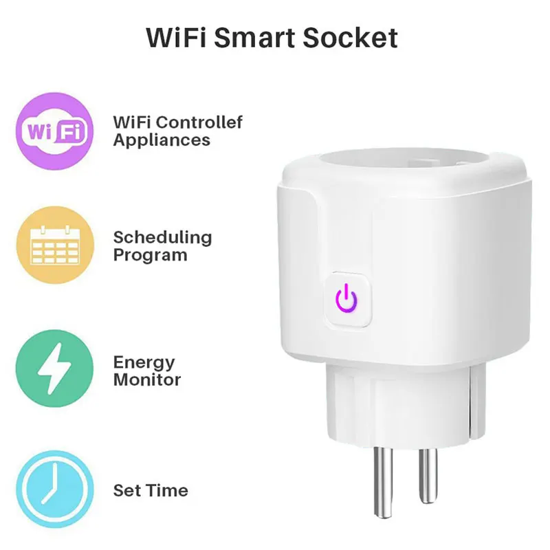 EU Smart Wifi energy Power meter Plug con Power Monitor Smart Home Wifi presa Wireless funziona wattmetro