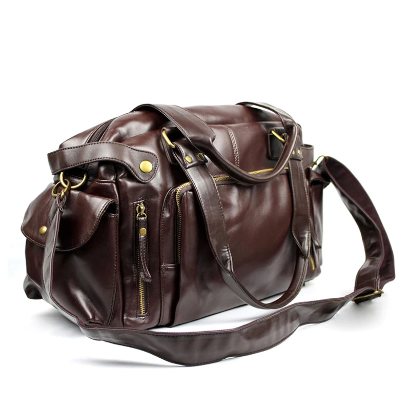 Men Travel Bags High Quality PU Leather Handbags Casual Vintage Shoulder Bag Laptop Bags Black Brown Luggage Hand Bag