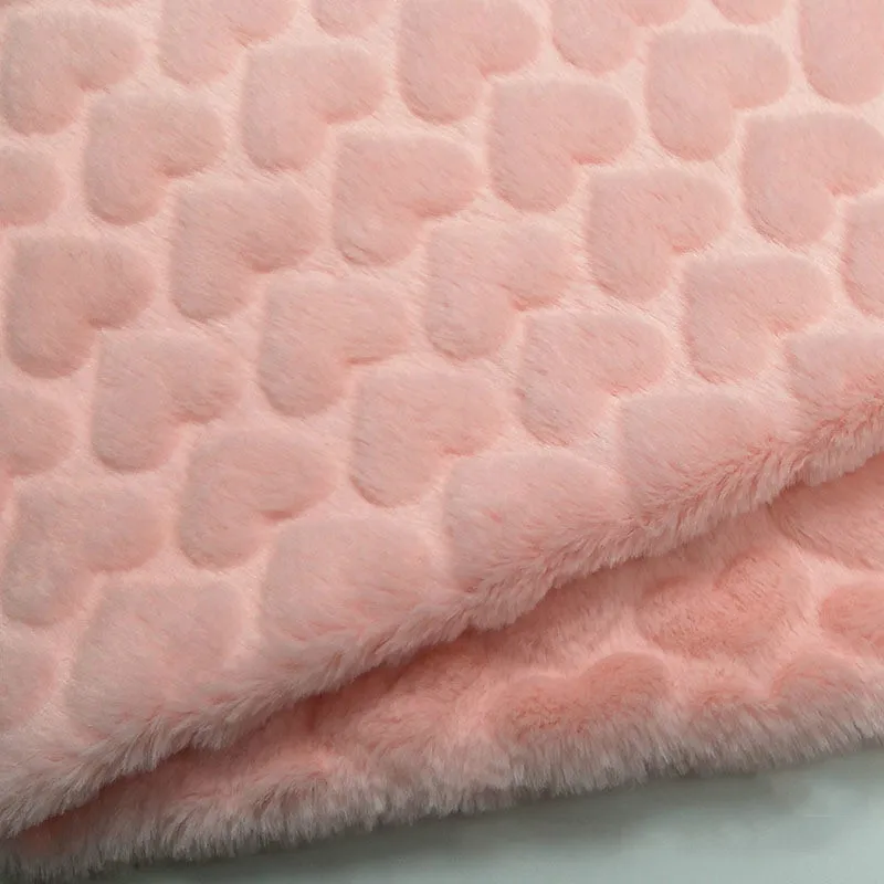 Embossed Heart imitation rabbit fur fabric diy sewing materials autumn and winter Plush fabric for clothing toys home textile