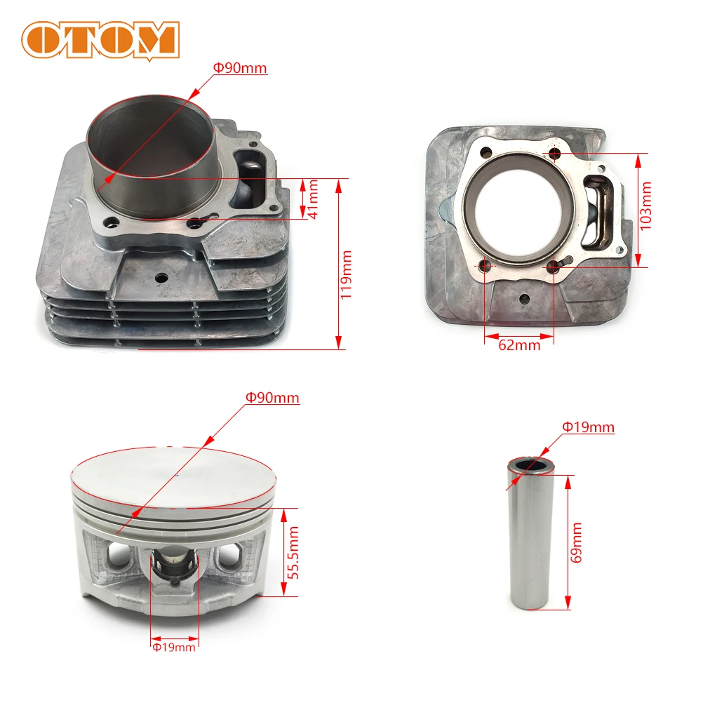 Motorcycle Accessories 90mm Cylinder Kit Piston Pin Ring Gasket Retaining For HONDA TRX450 1998-2004 12100-HN0-A00 Engine Parts