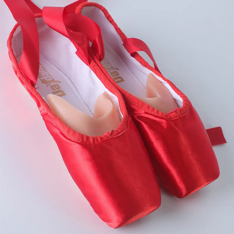 Red Ballet Pointe Shoes Satin Ballerina Ballet Shoes Girls Women Ballet Dance Wear Practice Lesson Performance Swan Lake