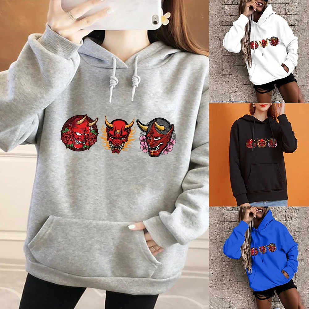 

Hoodie Women's Harajuku Loose Oversized Pocket Hoodie Monster Print Base Long Sleeve Top Girl Casual Pullover Autumn Tops