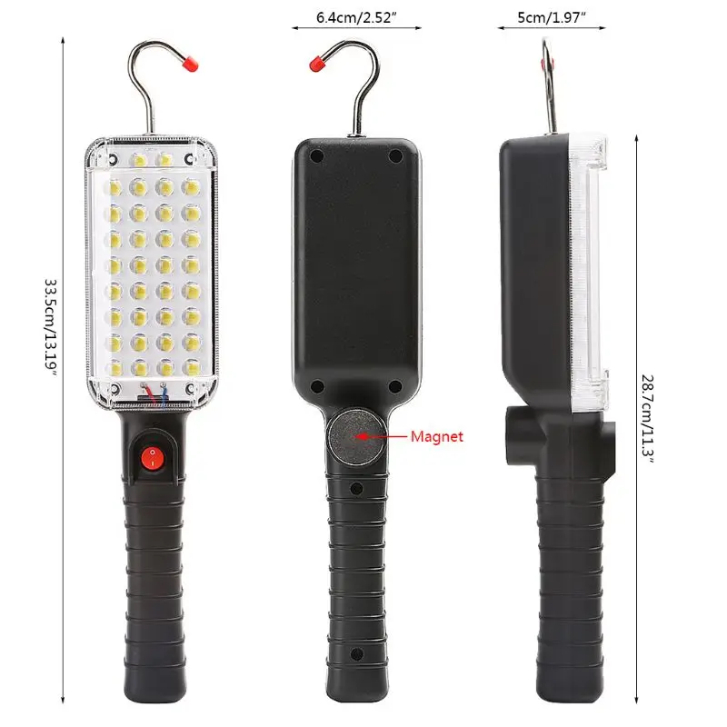 Lampe de travail COB Portable Rechargeable par USB, lampe de réparation avec aimant et crochet 34 LED, lampe de poche marche/arrêt, vente en gros et