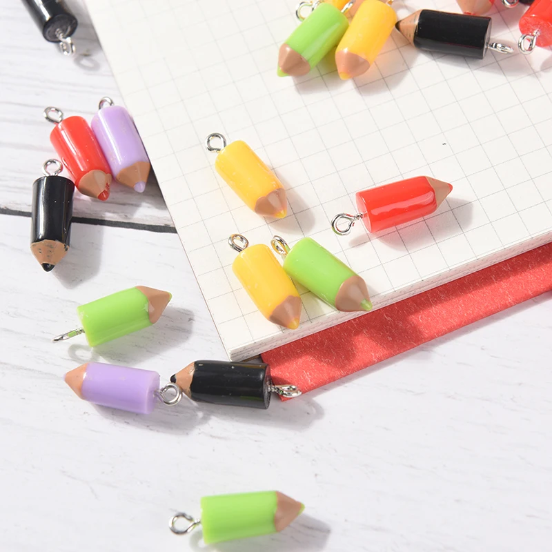 10 قطعة قلم رصاص الراتنج قلادة Charms لطيف جدا المفاتيح قلادة قلادة قلادة للزينة DIY بها بنفسك