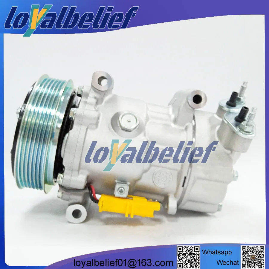 Compresseur de climatisation automatique, Sanden SD6V12, KIT 206, 307, Cristaux en Fiat, KIT 206, Compresseur 1449, 1450, 9671456680, 9655191680,