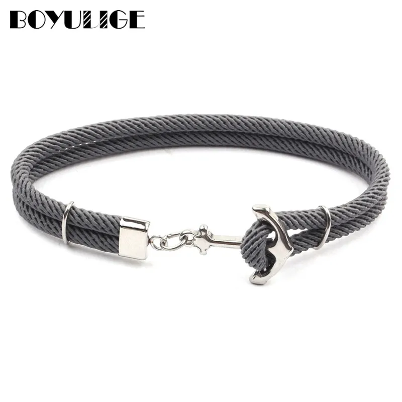 New Milan Multi-layer Rope Stainless Steel Men Anchor Bracelet Charm Bracelets For Women Male Survival Navy Style Sport Hooks