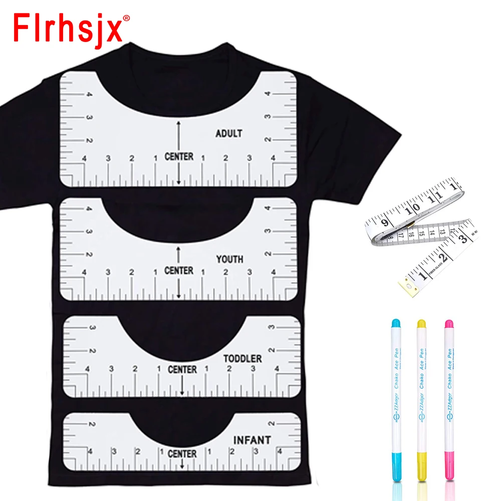 

5/8pcs T-Shirt Alignment Ruler 4 Sizes Tshirt Ruler for Guiding Tshirt Measurement Ruler Drawing Template Garment Design Tools