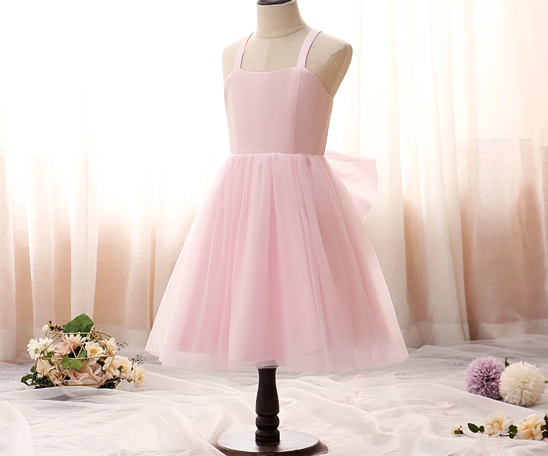 Tulle longueur genou pour enfants, robe de demoiselle d'honneur, anniversaire, soirée, mariage, reconstitution historique, cérémonie, Rh, événement, banquet, Rhde promo