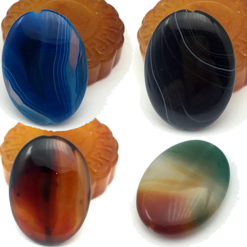 Natural Stone Oval striped agat Onyx Veins Agates Cabochon Bead for DIY Ring Pendant Earrings Jewelry Accessories Stripe Beads