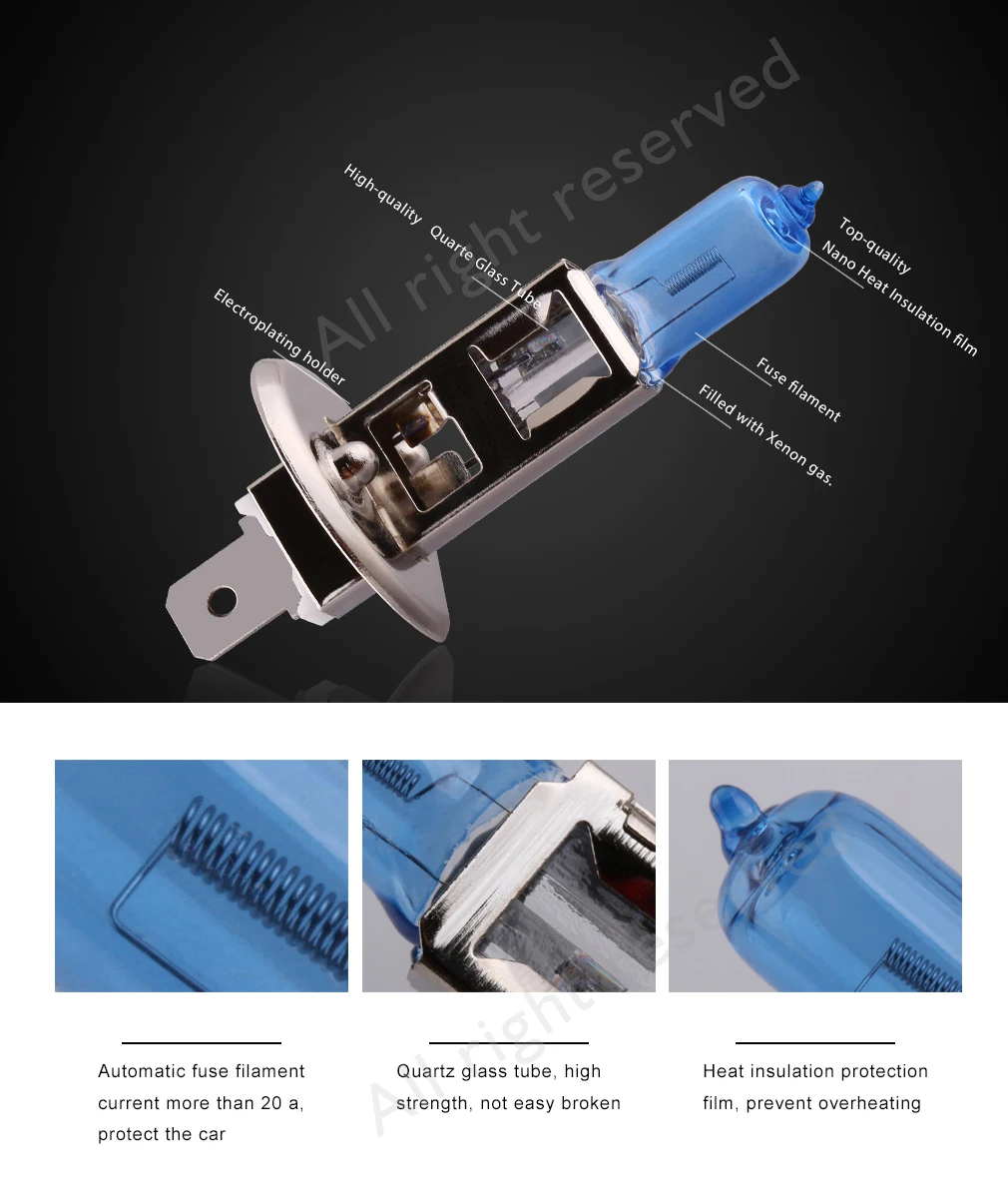 2pcs H1 H4 Halogen Bulb 55W 100W Car Headlight Super Bright White Auto Fog Head Light Lamp Car Styling DC12V image 5