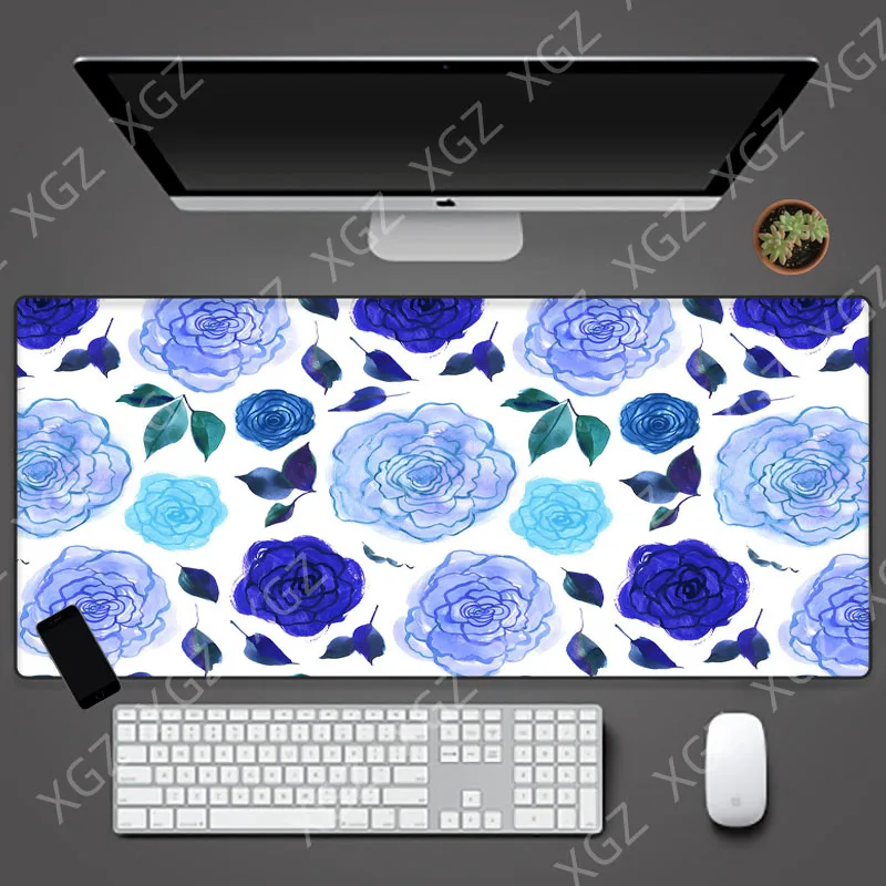 

Yuzuoan XL Color Large Blue Gaming Mouse Pad Flower Mouse Gamer 900x400mm Rubber Keyboard Table Mat Laptop Mouse Pad Gift