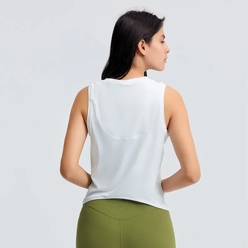 Sexy Crop Top Fitness Yoga T -shirt Tank Cropped Breathable Sports Running Vest Loose Sleeveless Blouse Femme Gym Clothing Haut