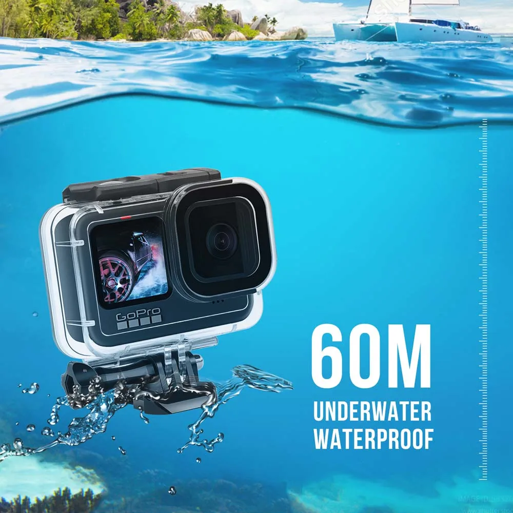 حافظة مقاومة للماء 60 متر لهاتف GoPro Hero 13 12 11 9 10 غطاء حماية أسود للغوص تحت الماء لملحقات Go Pro 10