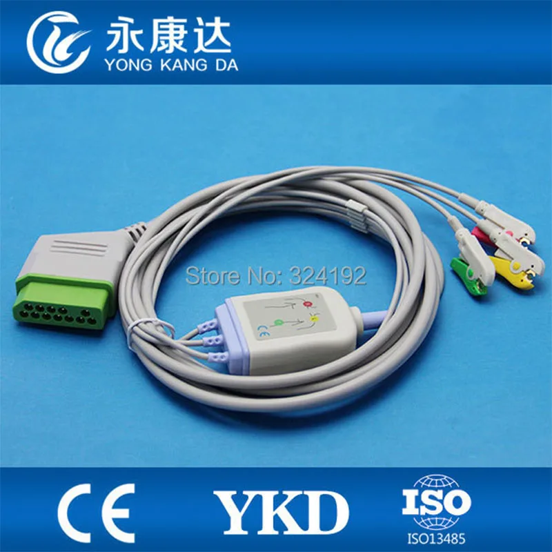 

FOR Nihon Kohden 12pin one-piece ECG cable with 3 leadwires , clip / IEC, CE&ISO13485, Free shipping!