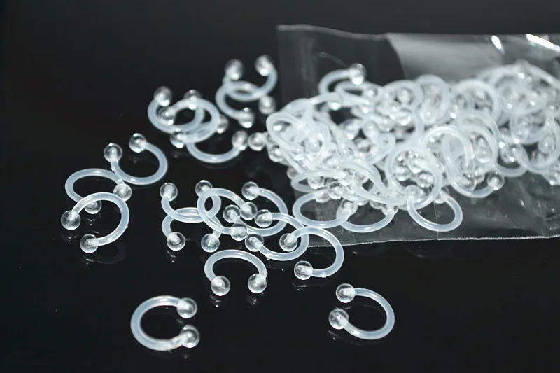 LOT100 Stück Körperschmuck - Flexible BIO Nasen-, Lippen-, Labret-, CBR-, Hufeisen-, Ohr-, Tragus-Piercing-Stäbe, Körperschmuck-Verlängerungen 16Gx6/8/10 – Detail 5