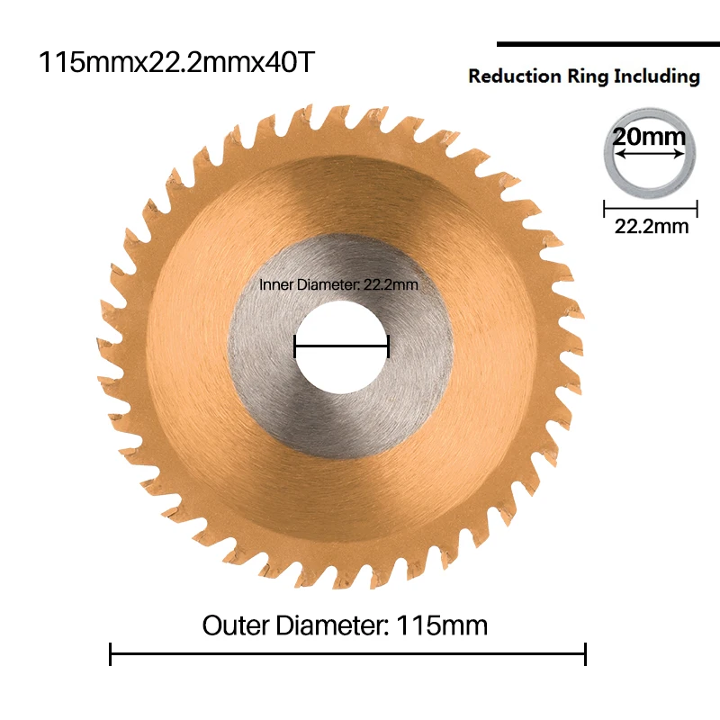 CMCP 115mm miniaturowa piła tarczowa ostrze 115x1.8x22.2x40T TCT brzeszczot do drewna TiCN powłoka z końcówką węglikową tarcza tnąca do narzędzi obrotowych