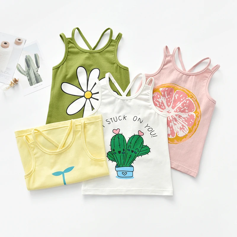 Cheap Sale Summer Girls vest Cute Camisole Underwear Tank  Undershirts Cotton Tank Tops for Baby Girl Kids Children Clothing