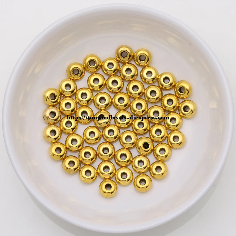 (50 Stück / Los!) Europäischer Spacer-Charm-Verbinder, Crimp-Endperlen aus Legierung in Antikgoldfarbe, geeignet für die Armbandherstellung. – Detail 37