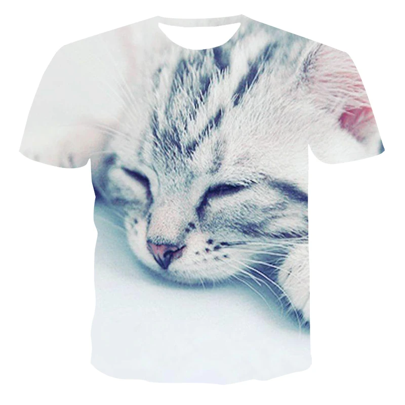 Summer Funny Animal Cat T-shirt men Summer Fashion Personality Hip Hop Print t-shirt Trend Casual Interesting graphic t shirts