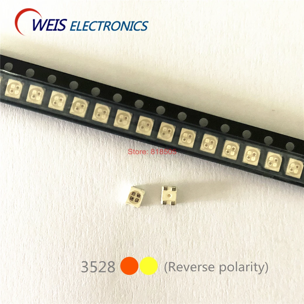 100PCS 3528 Amber Red + Yellow Bicolor LED ( LAY T67B-T2V1-1-1+U2V2-45 ) PLCC-4 , 617nm 587nm 50ma Reverse Pole LAY T67F